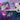 Art supplies including paint tubes, a palette, and a brush on a purple background with an abstract painting.